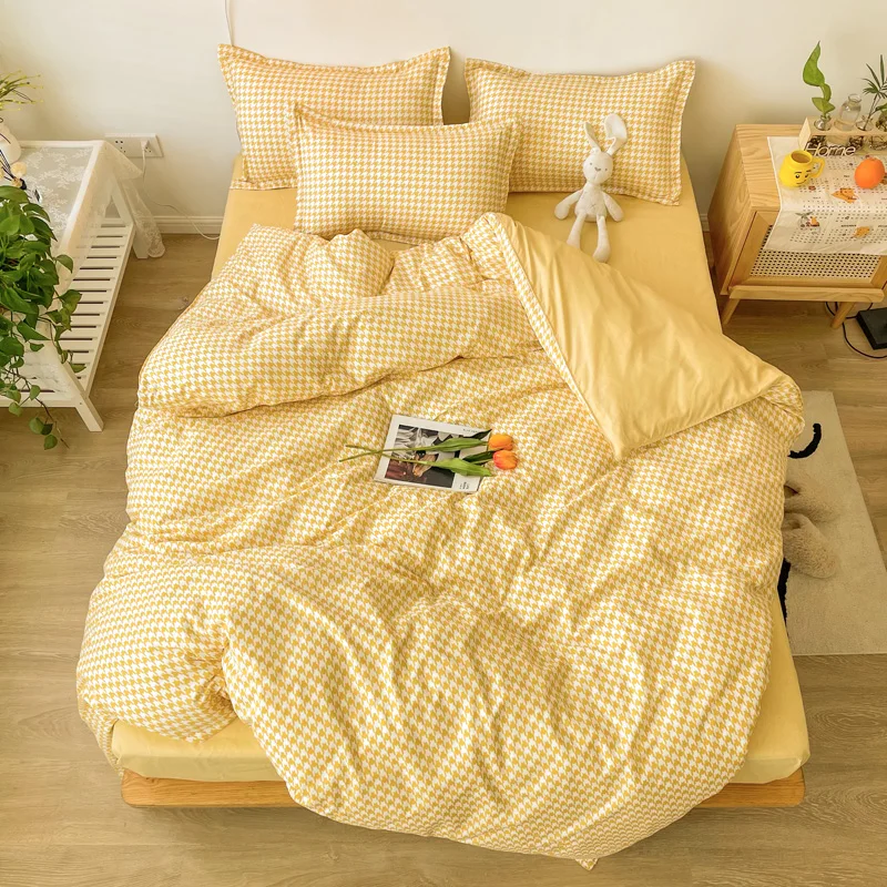 Set copripiumino giapponese 200x200 federa 3 pezzi, copripiumino 200x220,  Set biancheria da letto Extra Large, giallo