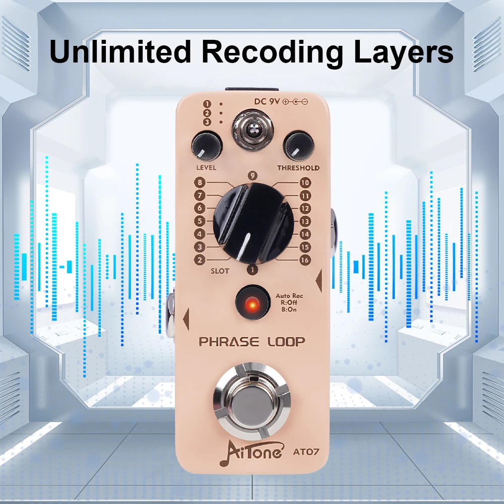 AITONE Series AT-07 Looper Pedal Auto Recording Mode 3 Saving Banks with 16 Slot