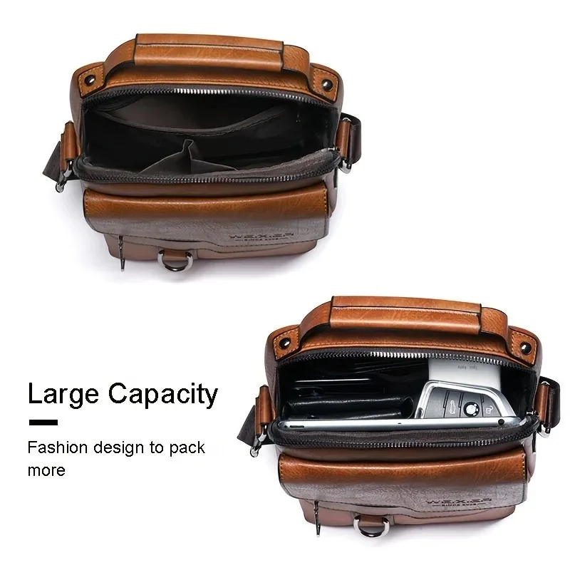 Men's Genuine Leather Crossbody Bag, Waterproof Durable Shoulder Bags, Vintage Handbags Business Messenger Bag for Men Bolso