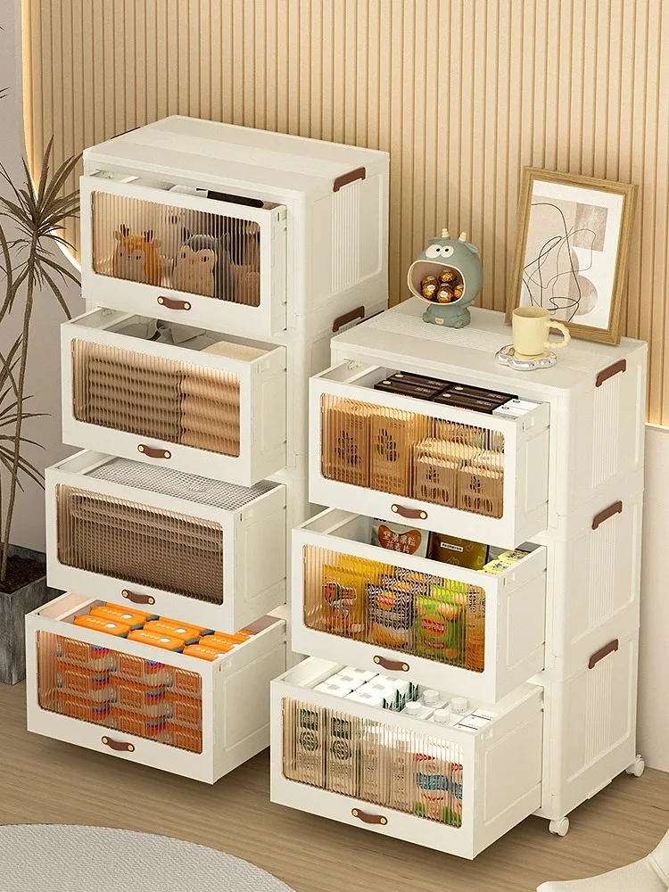 

Storage Cabinet With Door Flip Type Storage Rack Foldable Organizer Drawer Box Large Capacity Clothing And Toys Containers Bins