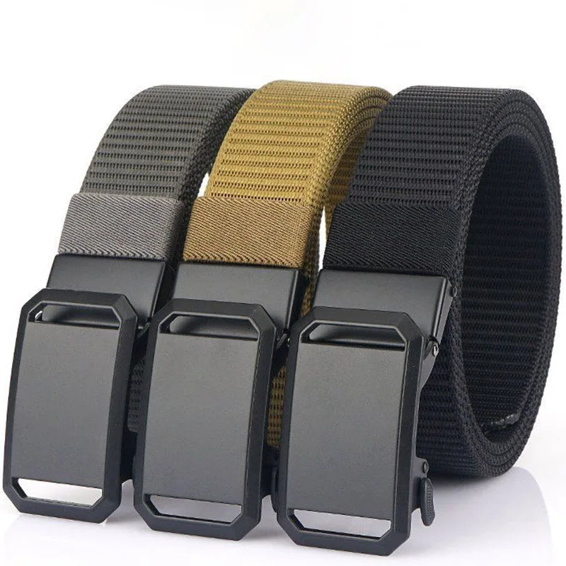 2024 New Automatic Buckle Tactical Nylon Belt For Men And Women Office Soft And Quick Release Casual Work Wear Belts Accessories tushi new tactical belt metal automatic buckle quick release belt alloy casual tooling training belt men s trousers outdoor belt