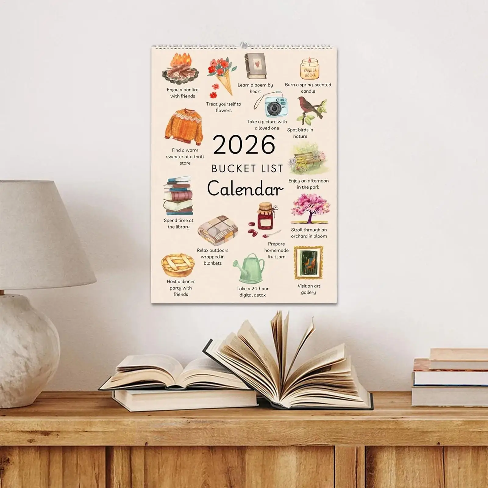 Inspirational 12-Month Wall Calendar & Goal Planner with Motivational Illustrations