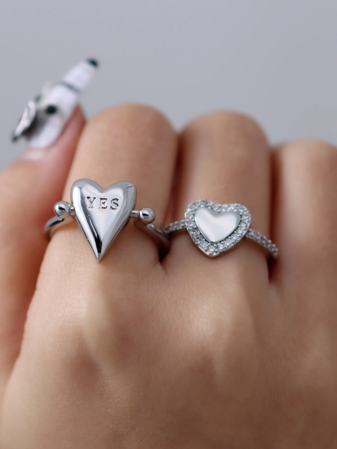 2PCS 360° Rotating Letter Womens Ring