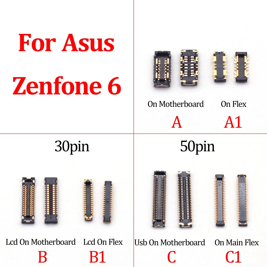

2Pcs Usb Charger Charging Dock Battery Lcd Display FPC Connector Plug For Asus Zenfone 6 2019 6Z I01WD 2A005EU ZS630KL 30 50 Pin