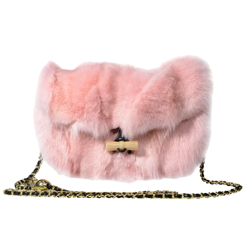 Winter Fashion New Fox Fur Shoulder Bag Natural Luxury Real Fur Senior Designer Ladies Elegant Clutch Bag Large Capacity 2023