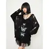Yedinas Loose Hollow Out Knitted Tops Long Sleeve Autumn Print Women's Sweater Pullovers Lazy Style Knitwear Korean Trend 2024 3