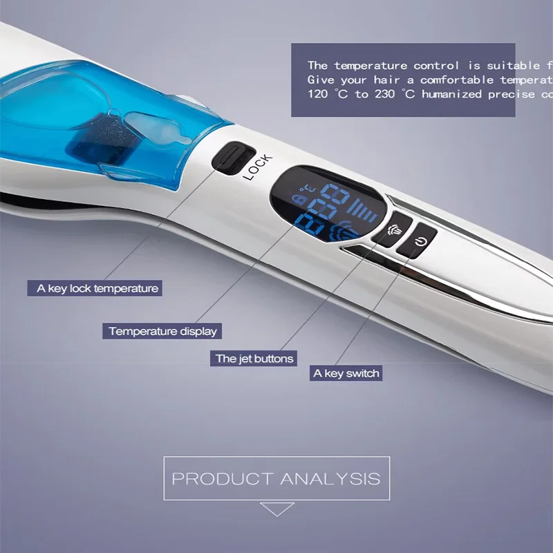 Professional fast heating electric hair straightener Multi-functional dry and wet steam straightener PTC heating hair straighten 3