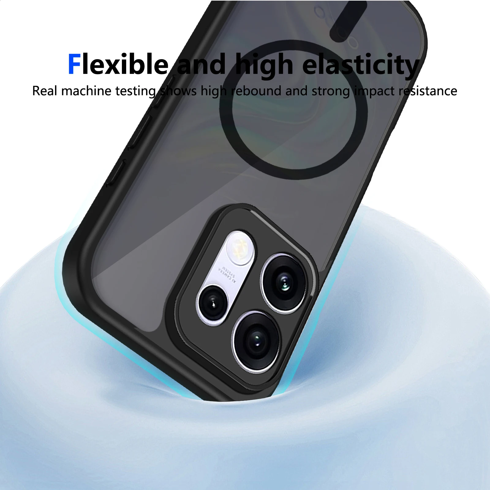 Premium Matte Translucent Black Shockproof Phone Case with Magsafe Compatibility