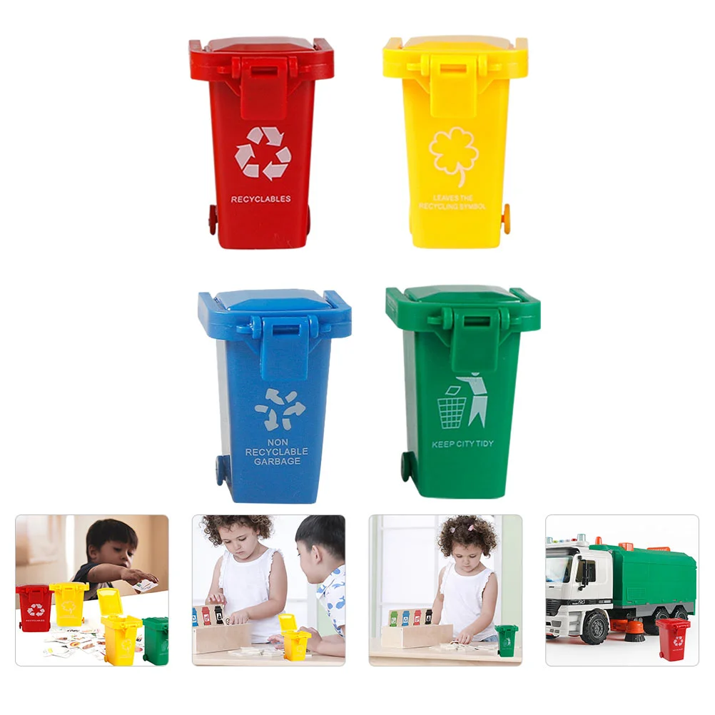 

Garbage Can Trash Toy Mini Bin Truck Toys Kids Cans Miniature Curbside Sorting Recycle Desk Educational Model Vehicles Bins Game