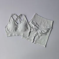 Women's High Waist Yoga Sets Workout Gym Clothing 2 Pcs Sports Suits Fitness Sets Tracksuit Sportswear Shorts Sets - Image 3