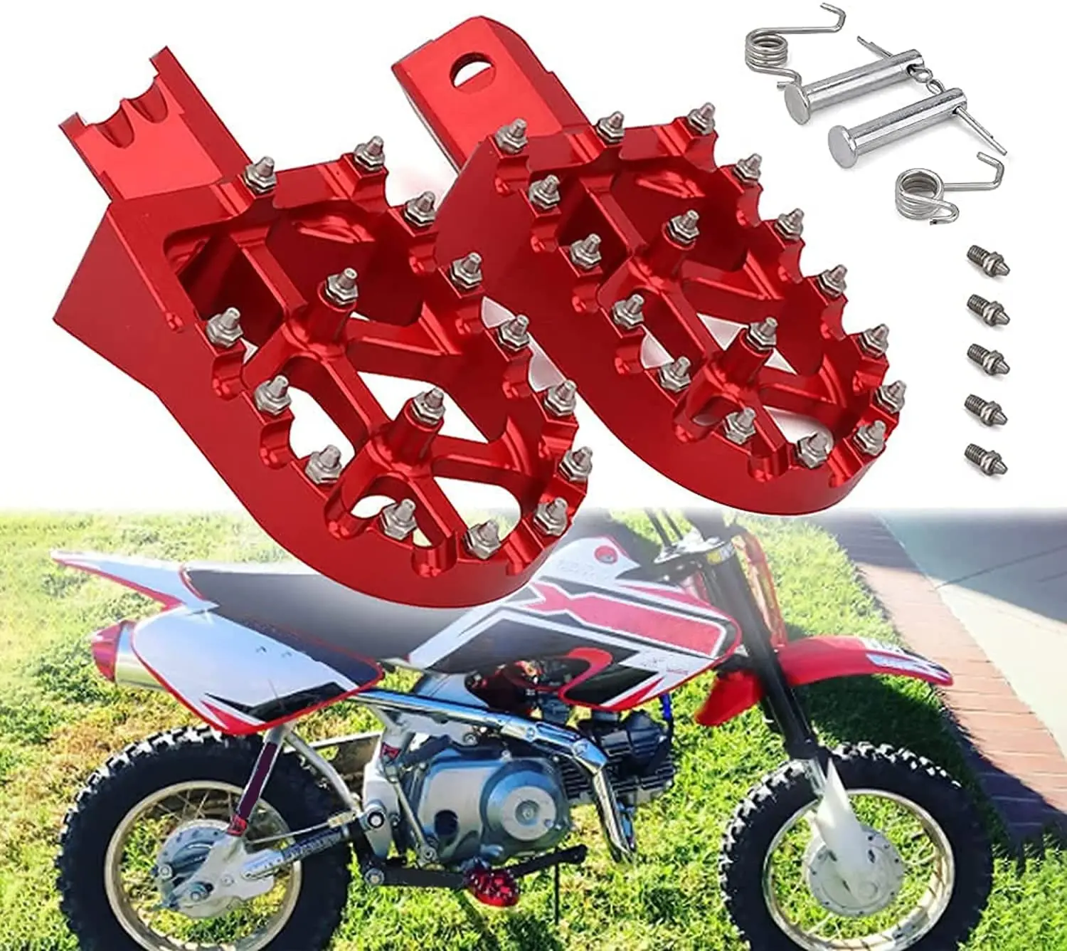 Qiilu Pedane Moto Universali In Lega Di Alluminio – 2 Pezzi, Antiscivolo, Robuste, Per Dirt Bike E Moto, Dimensioni 20x50mm - 5