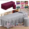 Beauty Salon Massage Table Bedspread Bed Table Cover With Face Hole Square Massage Table Bed Skirt Spa Treatment Bed Sheet 2