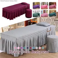 Beauty Salon Massage Table Bedspread Bed Table Cover With Face Hole Square Massage Table Bed Skirt Spa Treatment Bed Sheet 2