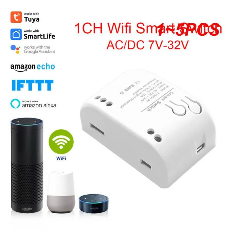 

1~5PCS Tuya Smart Wifi Motor Switch Module 4CH DC 5V 12V 32V RF433 Receiver Remote Control Inching Relay for Alexa Home
