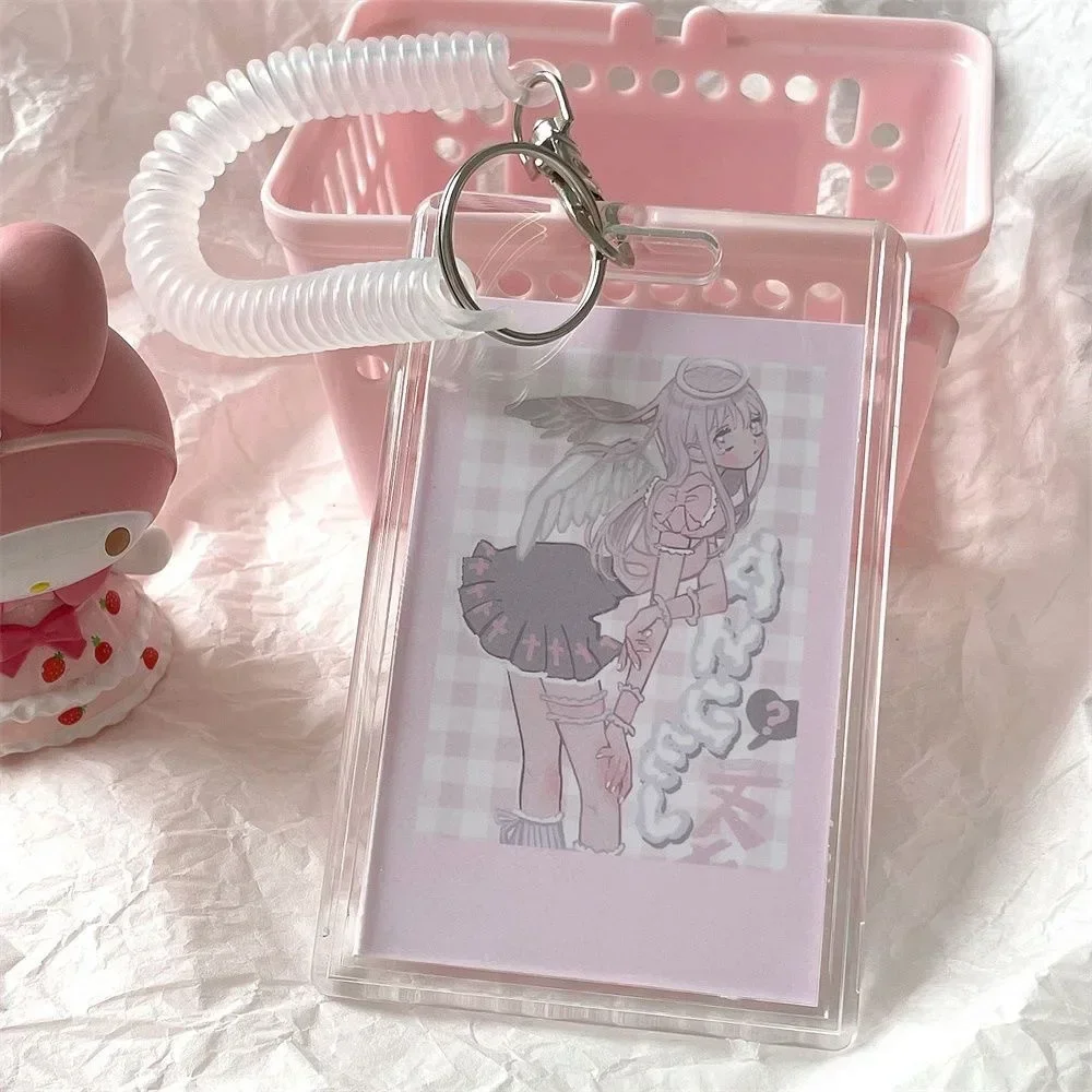 Acrylic Kpop Photo Card Holder Anti-lost Keychain 3 Inch INS Transparent Idol Protective Case Bag Bus Cards Sleeves Supplies card holder,card protector,idol card protector,card display stand,desk card holder,photo card holder,credit card holder