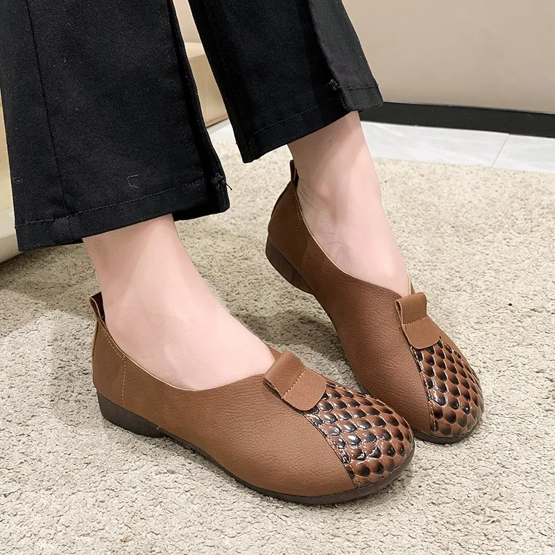 

Балетки женские из ПУ кожи, с круглым носком, однотонные