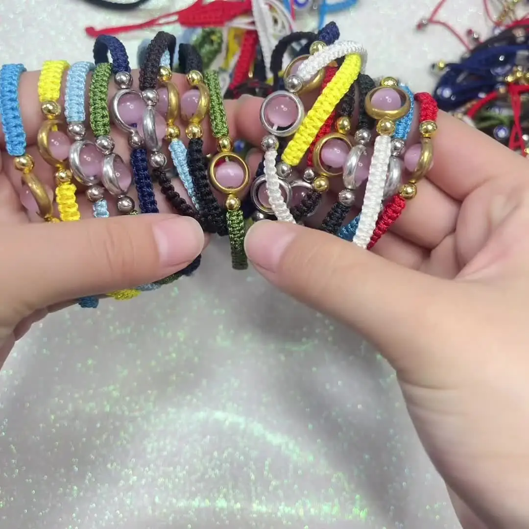 Pulsera Trenzada Roja Y Negra Con Elefante De Oro 24k - Ajustable, Para Parejas, Mujeres, Hombres O Regalo
