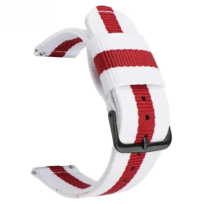 Universal Striped Nylon Canvas Watch Strap with Quick Release - Unisex, Multiple Sizes