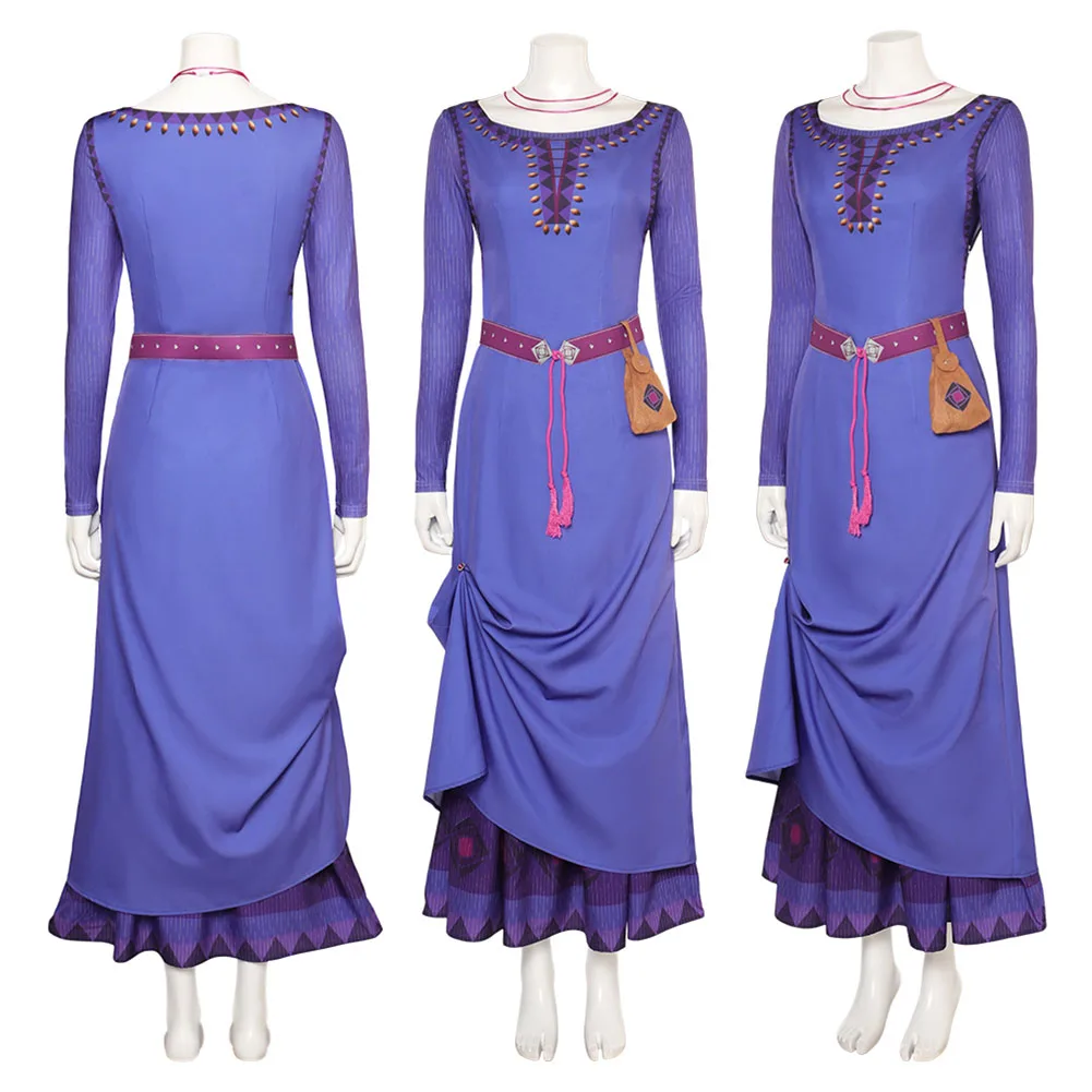 Movie Wish Asha Costume Cosplay Fantasy Vestito Femminile Collana Marsupio Donne Adulte Ragazze Halloween Carnival Roleplay Suit