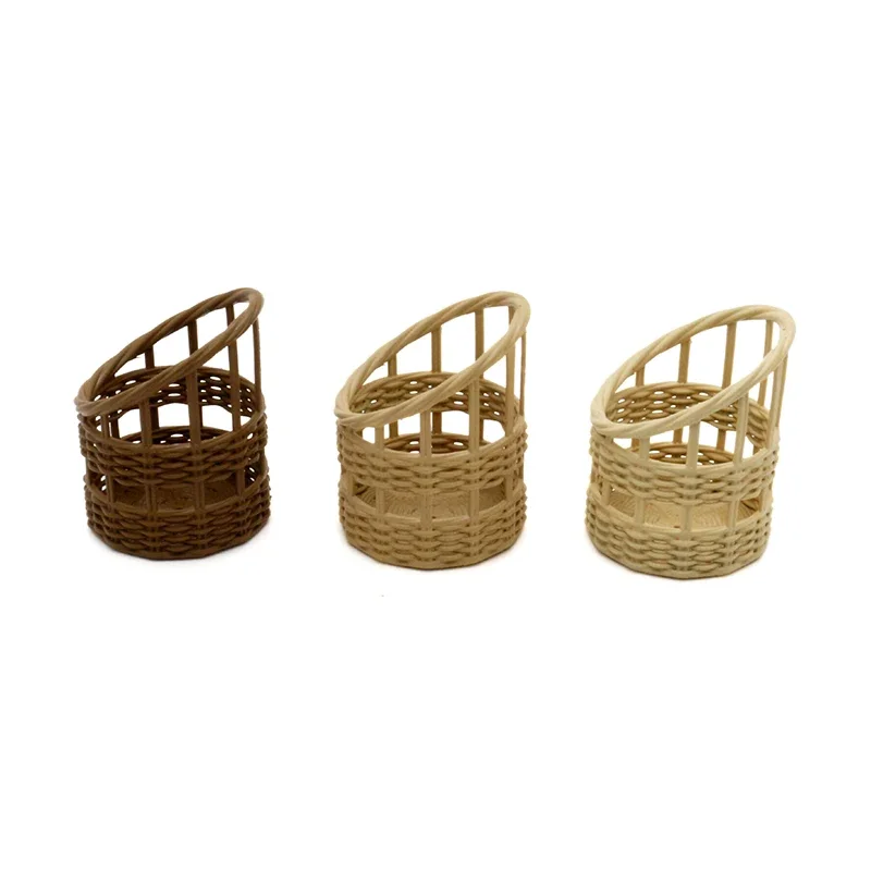

Dollhouse Miniature Storage Basket Woven Basket Bread Basket Shopping Basket Kitchen Model Decor Toy Doll House Accessories
