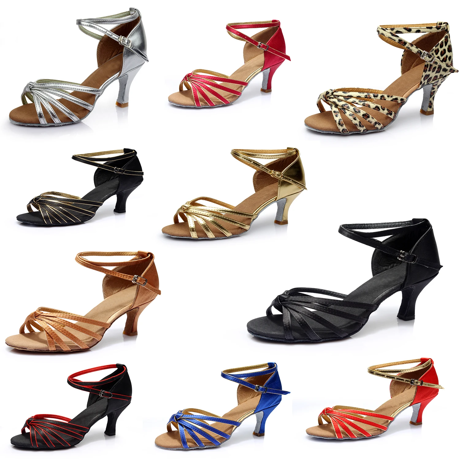 Women Dancing Shoes Ladies Girls Soft Bottom Ballroom Salsa Tango Dance Shoes for Indoor Summer Dance Sandals Heeled 5cm/7cm 6
