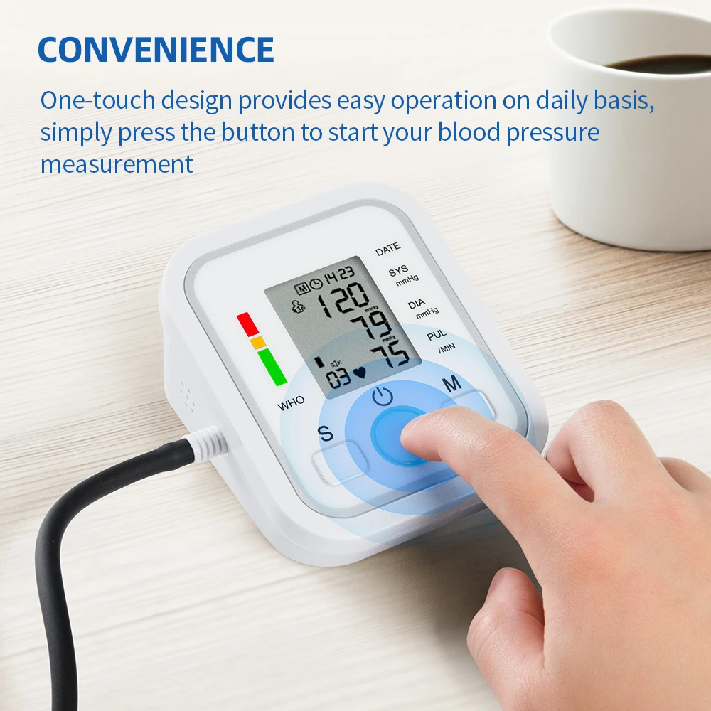 Wondfo Home Health Care Digital Lcd Upper Arm Blood Pressure Monitor Heart Beat Meter Machine Tonometer for Measuring Automatic