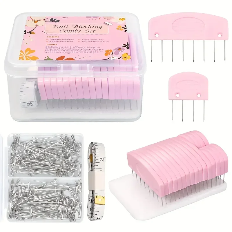 Knitting Tools Shawl Sweater Setter Setter Needle Set with T-shaped Needle Flexible Ruler Tool Set Sewing Diy sewing tools,craft supplies,diy knitting kit