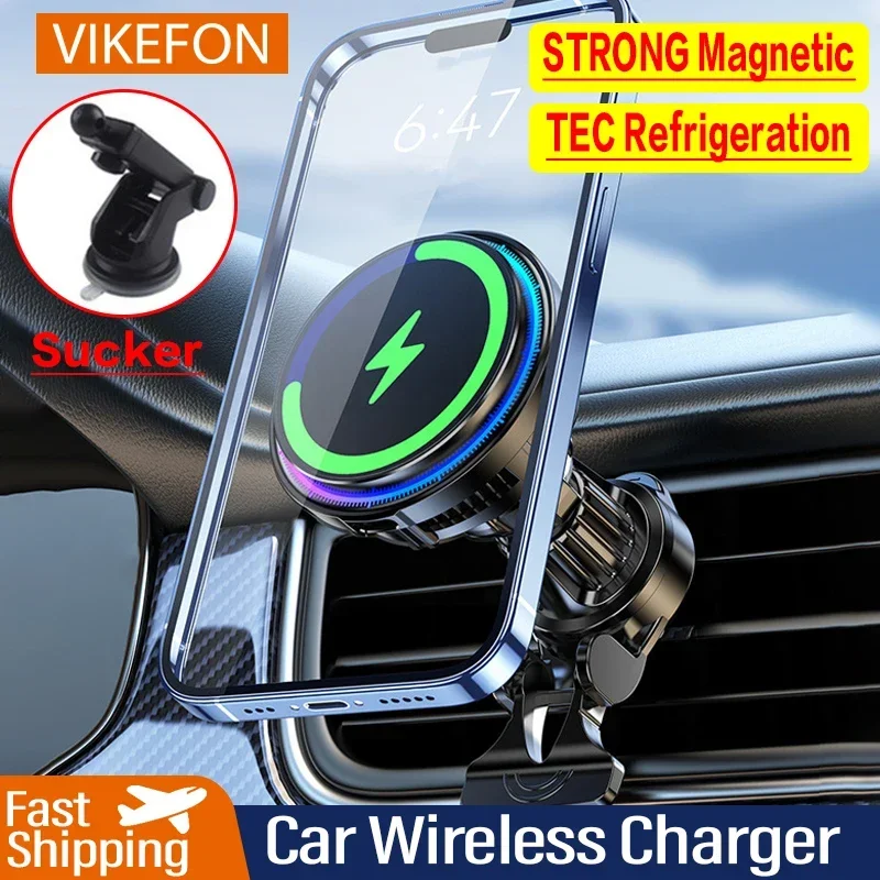 Wireless Car Charger Mount with Cooling Fan for iPhone