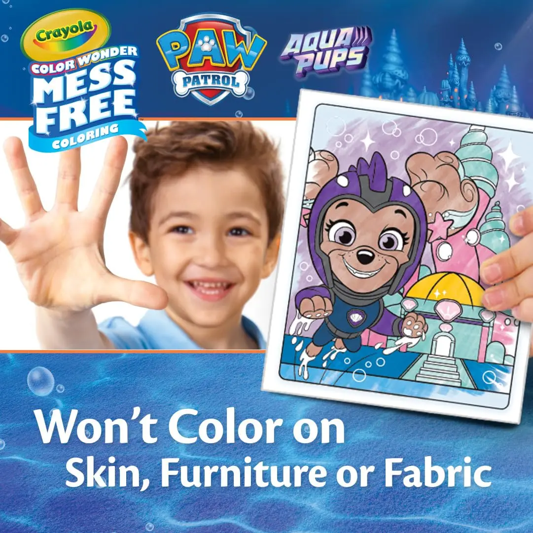 Crayola 컬러 원더 발 순찰 아쿠아 강아지 색칠 세트, 18 색 원더 페이지, 5 개 엉망없는 마커, 색칠,