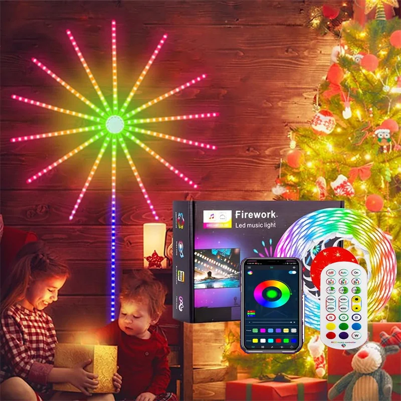 

RGB LED Firework Light DIY Christmas Lights Music Sound Sync Bluetooth APP Remote For New Year 2023 Party Gift USB Home Bedroom