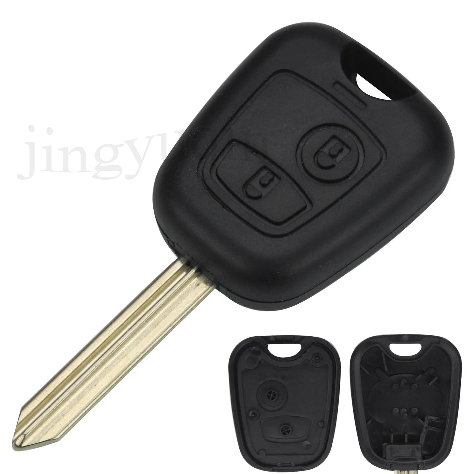 

jingyuqin Car Key Shell For Citroen C1 C2 Saxo Xsara Picasso Berlingo For Peugeot 2Buttons Remote Case Cover With Uncut Blade