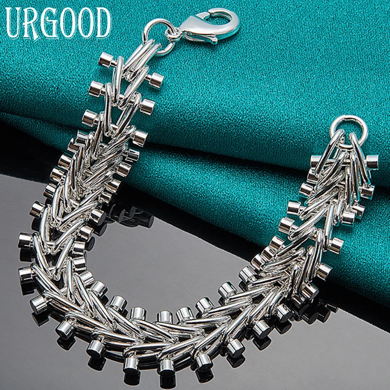 

925 Sterling Silver Double Row Bead Chain Bracelet For Women Men Party Engagement Wedding Fashion Jewelry