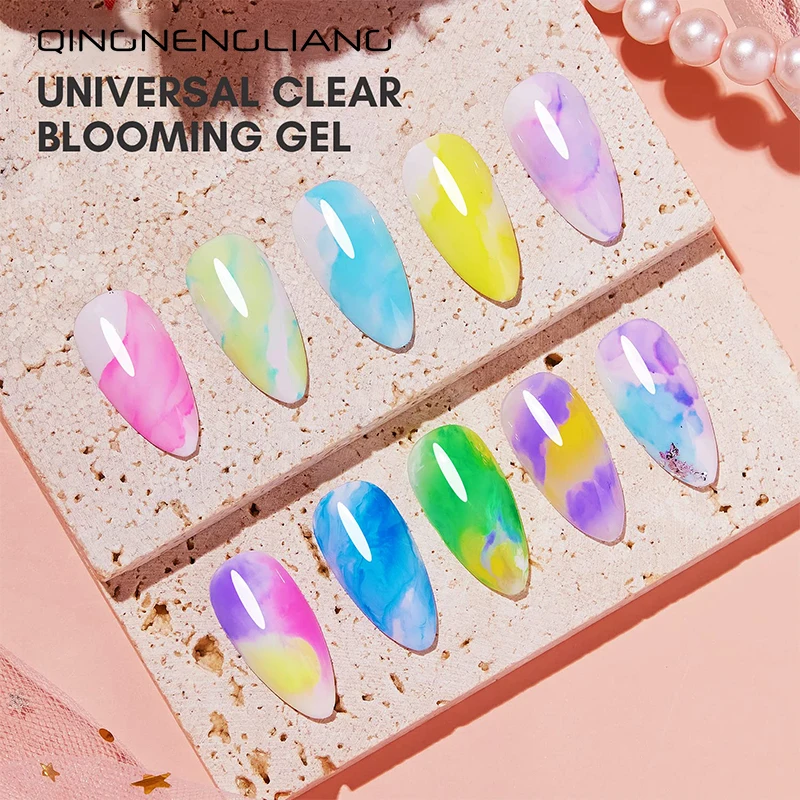 RS NAIL 12ml Clear Blooming Gel Nail Polish UV LED Blossom Soak Off Nail Art Polish DIY Design for Gradient Effect Manicure Gel