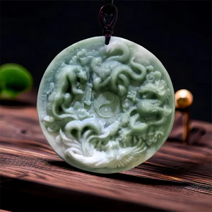 Natural Real Jade Dragon Phoenix Pendant Necklace Designer Gifts for Women Men Fashion Stone Charm Carved Jewelry Chinese