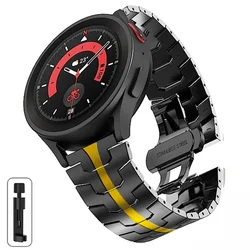 Premium Stainless Steel Watch Strap - Elegant and Durable Replacement Band, 20mm/22mm for 22mm (Black gold)