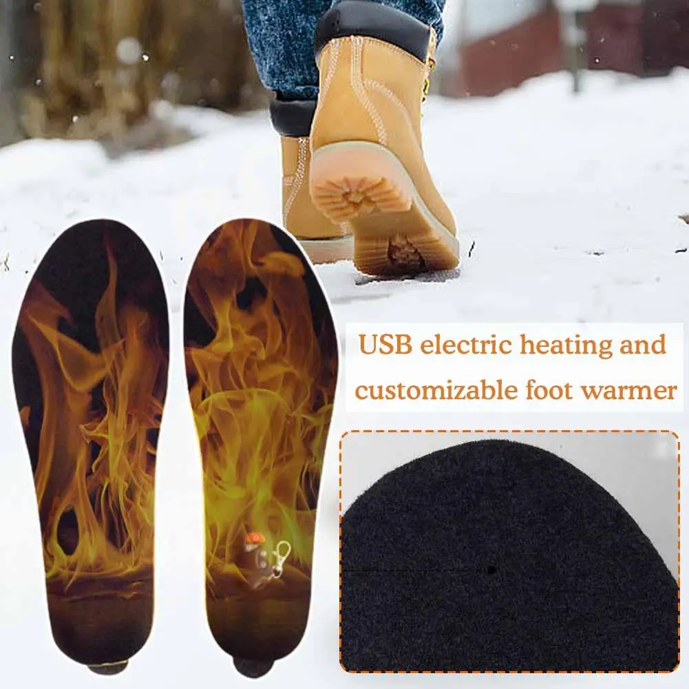 USB Heated Insoles Rechargeable Electric Foot Warming Shoe Warmer Pad Sports Sock Feet Winter Insoles Heating Pad Outdoor S6F1