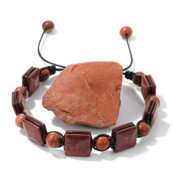 10MM Square Red Jaspers Natural Stone Braided Bracelets For Women Men Yoga Tiger Eye Lapis Lazuli Bracelet Handmade Jewelry
