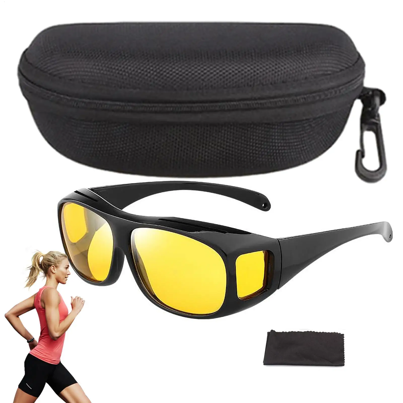 야간 운전용 안경 안경 위에 착용 가능 눈부심 방지 운전용 안경 여성용 남성용 편광 눈부심 방지 노란색 착색 안경