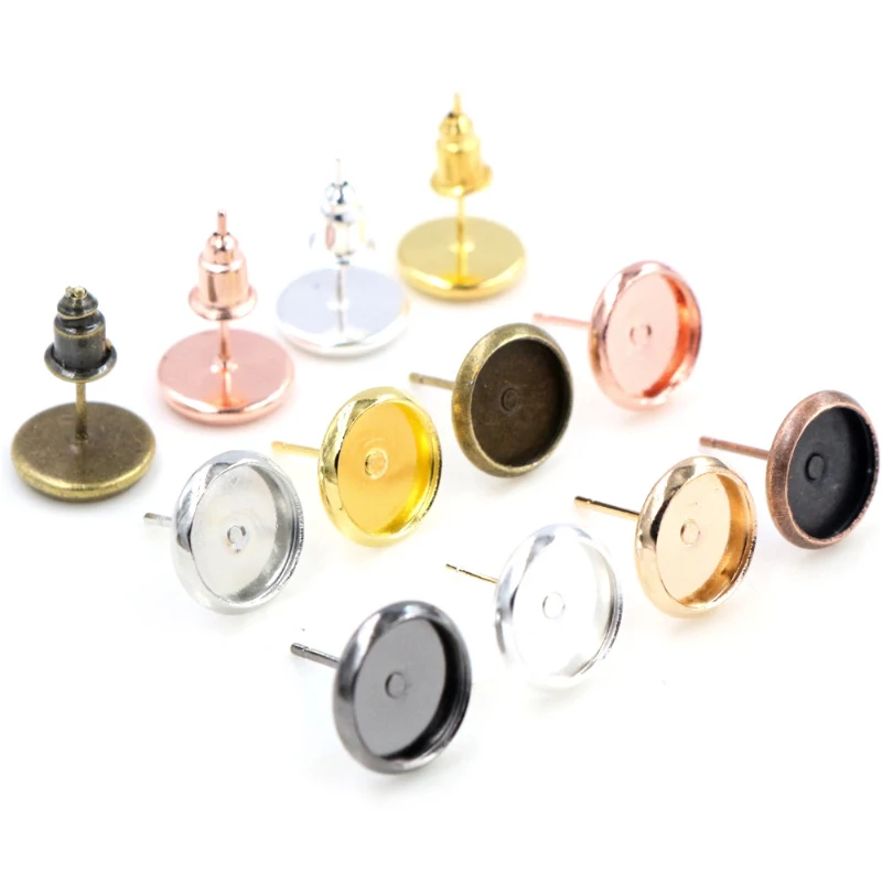 8/10/12/14/16/18/20/25mm Inner Size 7 Colors Plated High Quality Iron Material Fit 8-25mm Cabochons Pendant Tray