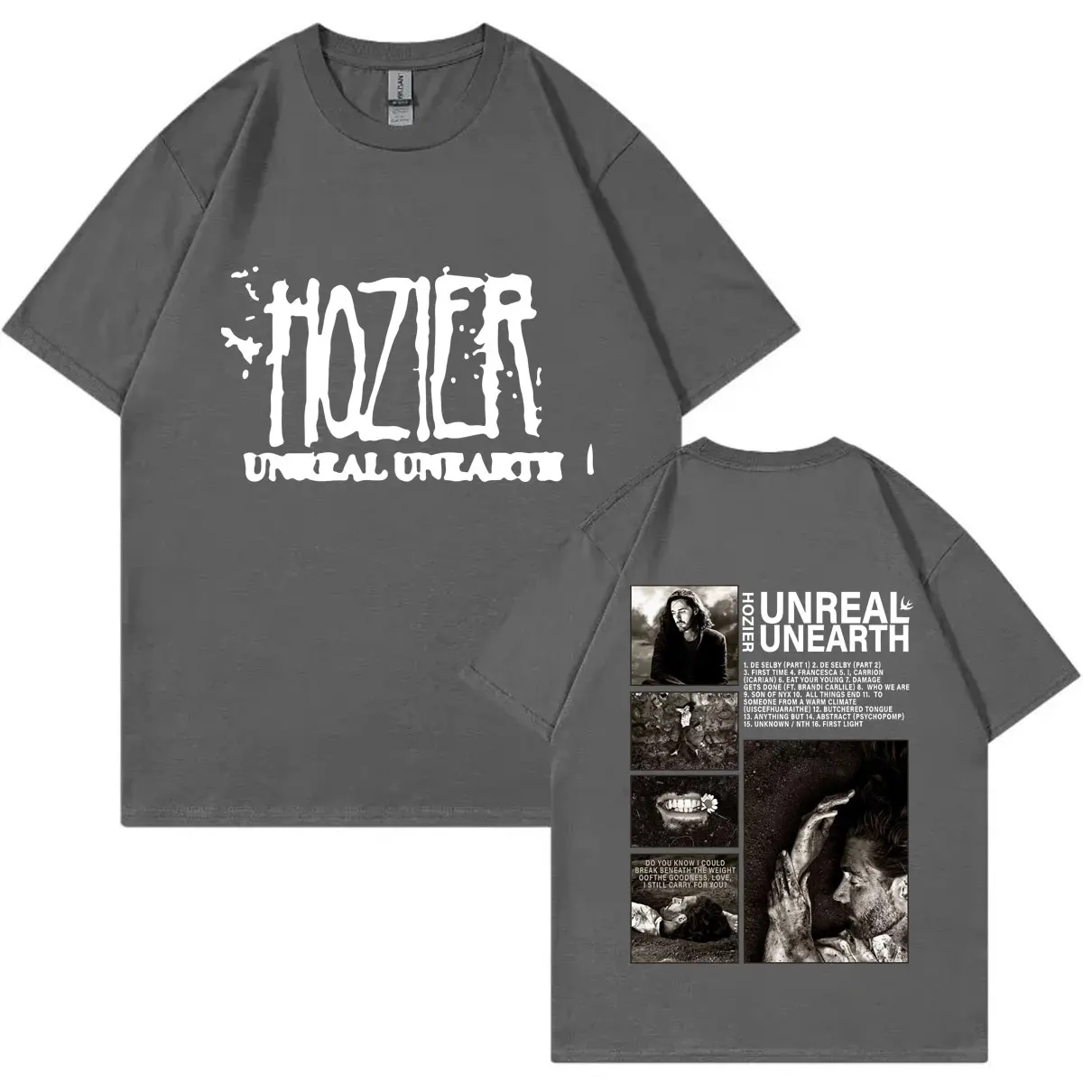 T-shirt Manches Courtes pour Homme et Femme, avec Imprimé Singer Hozier Unreal Unearth, Tendance Rock, Hip Hop, Vintage