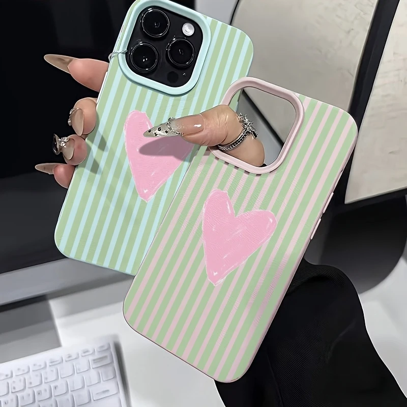 Pink Heart Striped Background Pattern Phone Case Cover