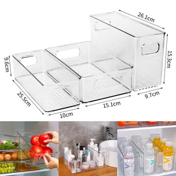 Transparent Refrigerator Storage Box Vegetable Fruit Organizer Fridge Clear Container for Kitchen Food Drinks Storage 1