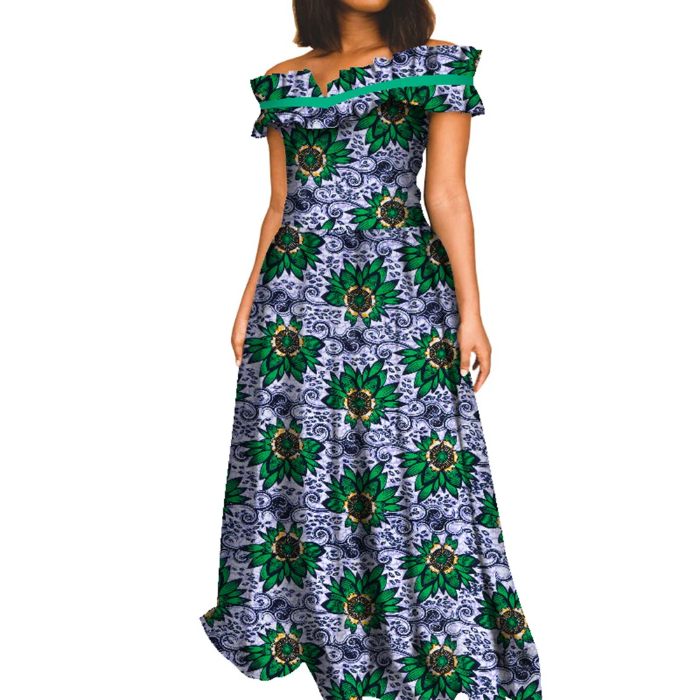 Fashion African Dresses for Women Slash Neck Ankara Dress African Print  Long Dashiki Dress Bazin Riche African Maxi Dress WY8409 - AliExpress  200000532