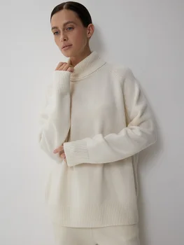 Women's Turtleneck Sweater Casual Fashion Female Knitted Woolen Thick Warm Baggy Knitted Pullover Top 2025 Autumn Winter 4