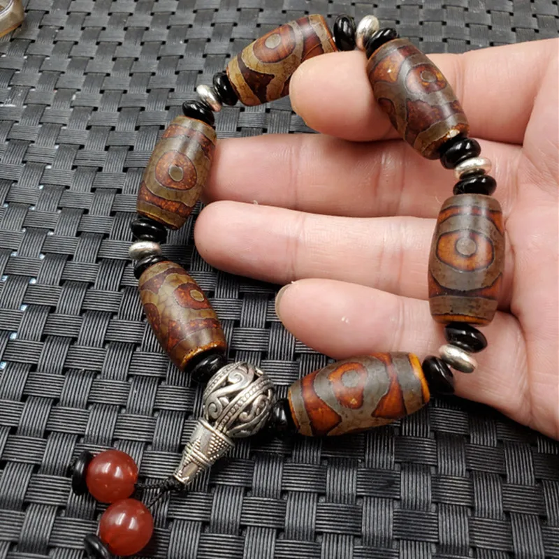 Braccialetto Di Giada Agata Sky Beads Barrel Beads Bracciale Three-Eye Sky Beads Bracciale Luantong Glassato Sky Beads Bracciale Vintage