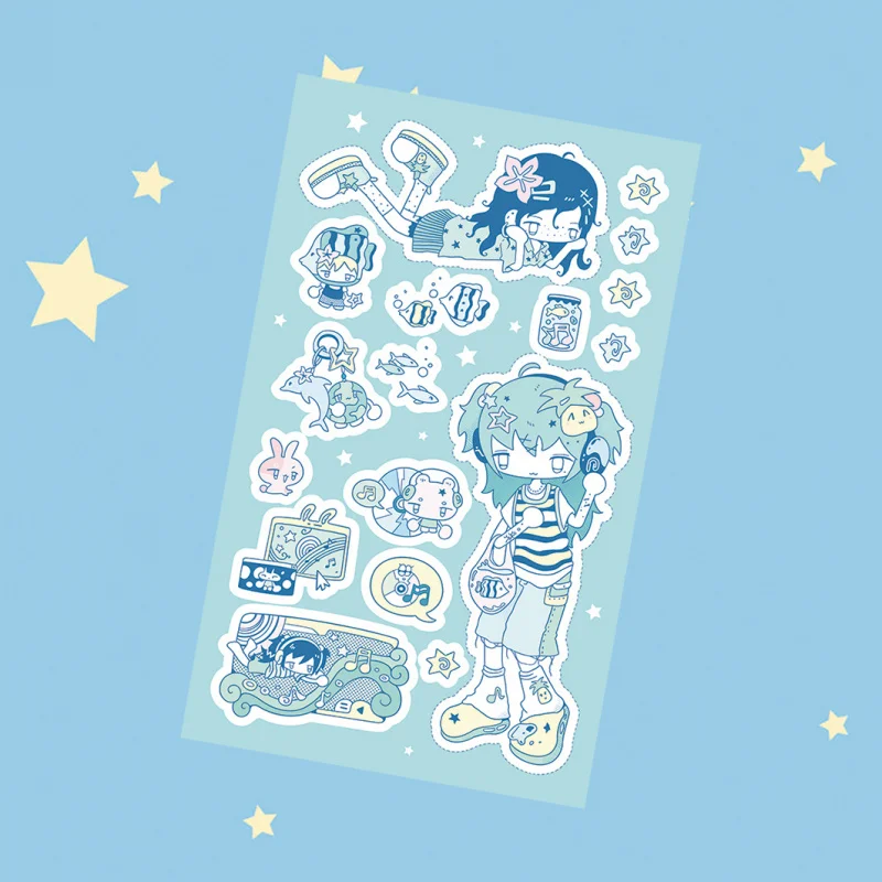 Korea Cute Summer Retro Girl Character Decorative Stickers for DIY Crafts and Journaling
