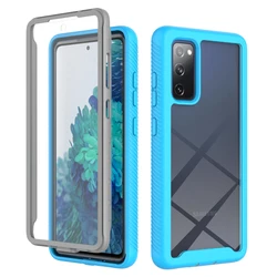 Rugged Shockproof Clear Case with Built-in Screen Protector for Samsung Galaxy S20 FE 5G (Sky blue)