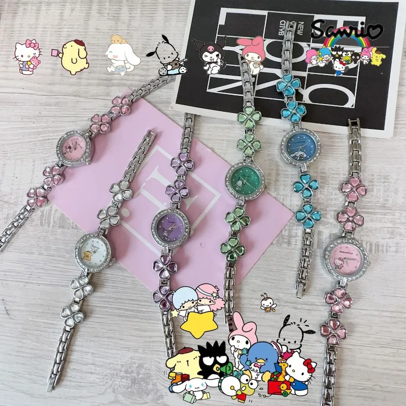 

Часы-браслет с изображением клевера из аниме Sanrio, часы Kuromi Kitty, похладко, Cinnamoroll Melody, детские часы, подарок на день рождения
