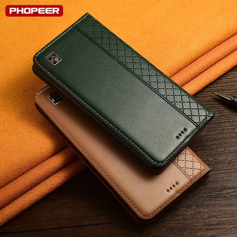 Luxury Retro Genuine Leather Flip Case with Kickstand - Premium Phone Cover