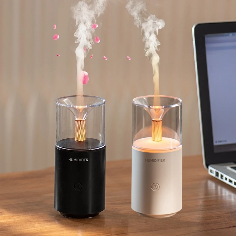 Candlelight Style Aroma Diffuser USB Mist Maker Humidifier Warm Night Light Quiet Essential Oil Diffuser Car Home Air Humidifier